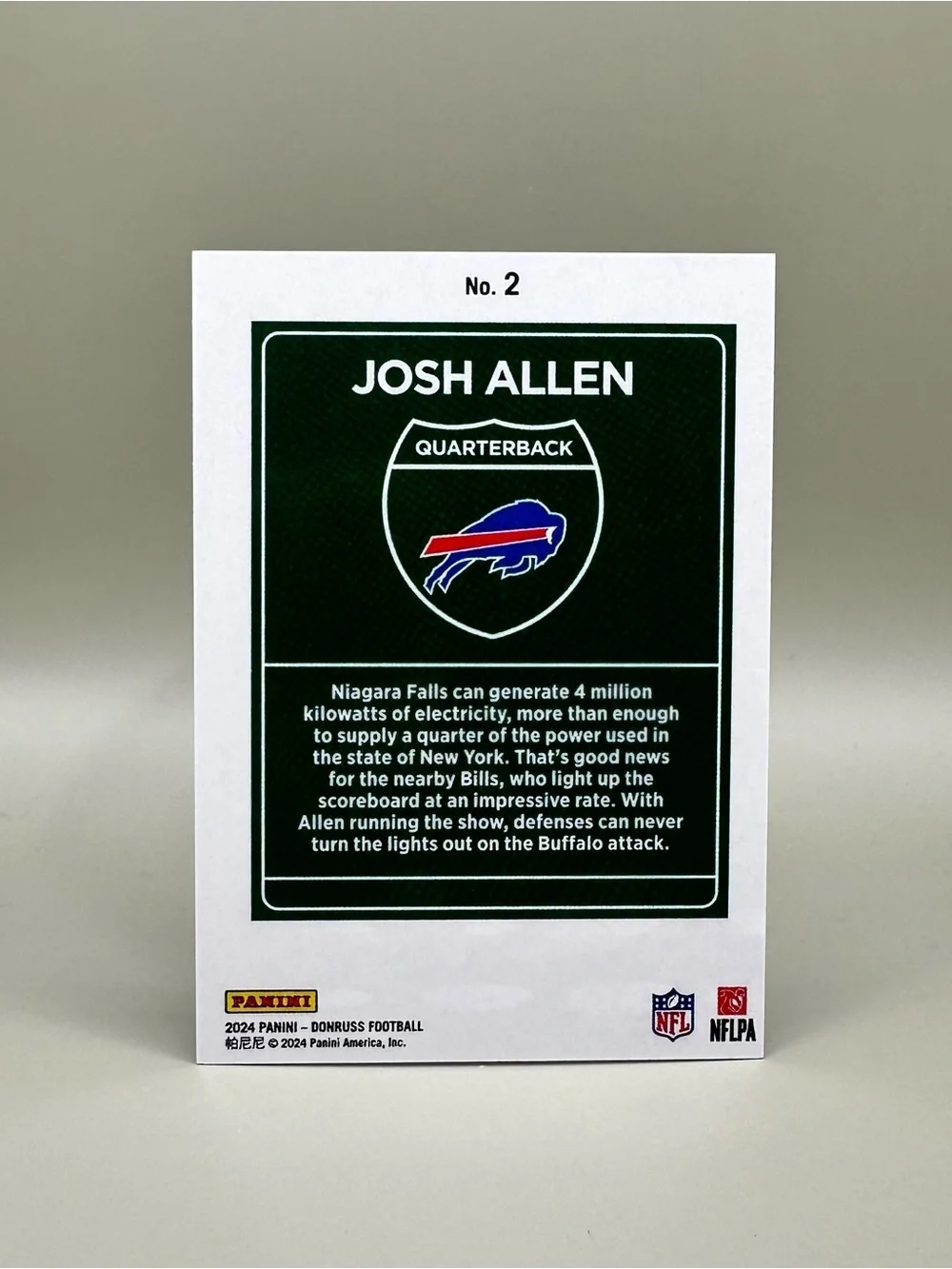 Josh Allen 2025 Panini Downtown #2 Novelty Football Card. Buffalo Bills.